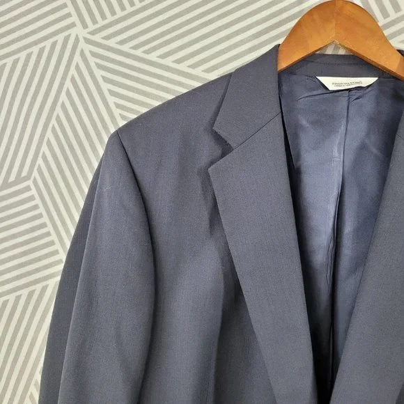 Pronto Uomo Men Two Button Blazer Sport Coat Jacket Size 50R Worsted Wool Navy
